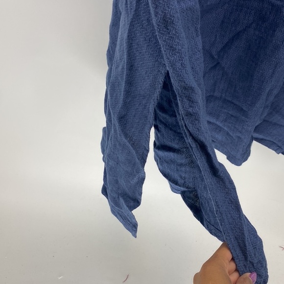 Pure Jill linen longline tunic split hem oversized blue summer cover up top - Picture 5 of 7